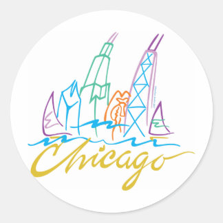 Chicago Windy City Skyline Runder Aufkleber