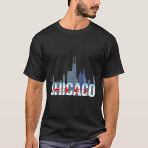 Chicago Windy City Skyline und Chicago Flag T-Shirt
