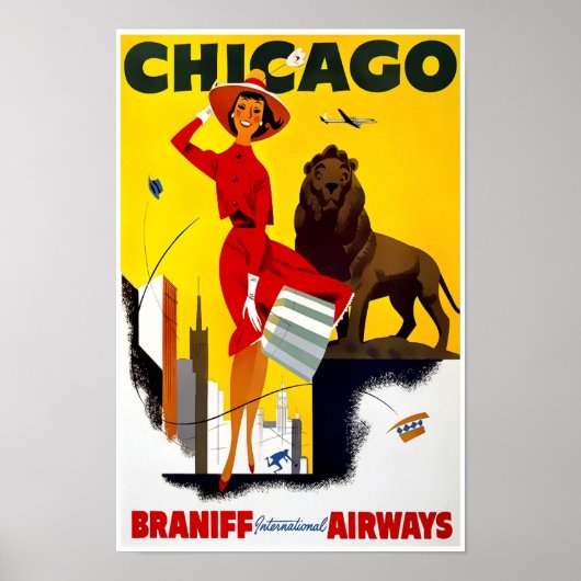 CHICAGO WINDY CITY VINTAGE REISE c. 1955 Poster (Vorne)