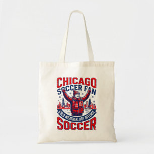 Chicago Winter-Fußballanhänger jubelt im Schnee Tragetasche