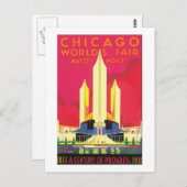 Chicago World's Fair 1833-1933 Postkarte (Vorne/Hinten)