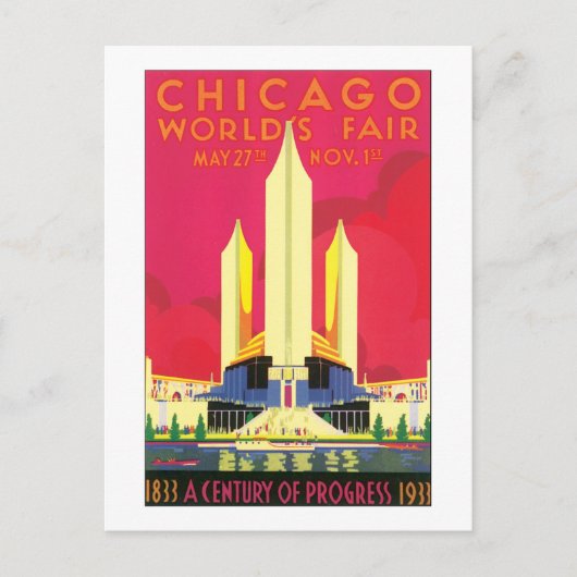 Chicago World's Fair 1833-1933 Postkarte (Vorderseite)