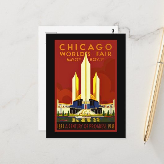 Chicago World's Fair, 1933 Postkarte (Vorderseite/Rückseite Beispiel)
