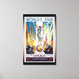 Chicago World's Fair 1933 - Vintage Retro Art Deco Leinwanddruck
