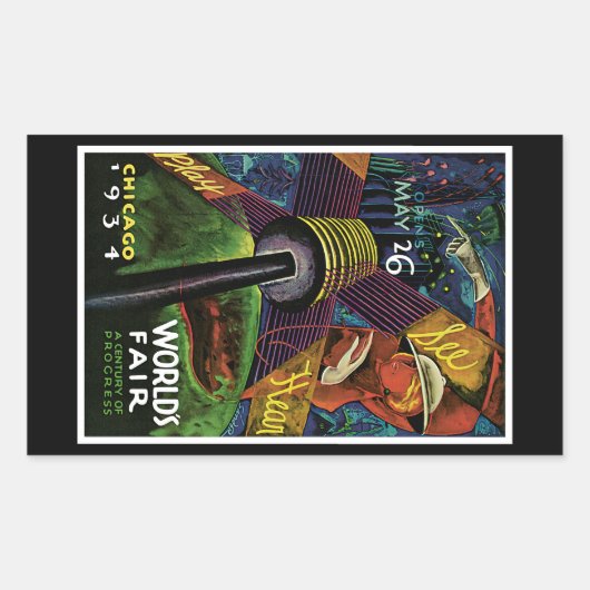 Chicago World's Fair 1934 Rechteckiger Aufkleber (Vorderseite)