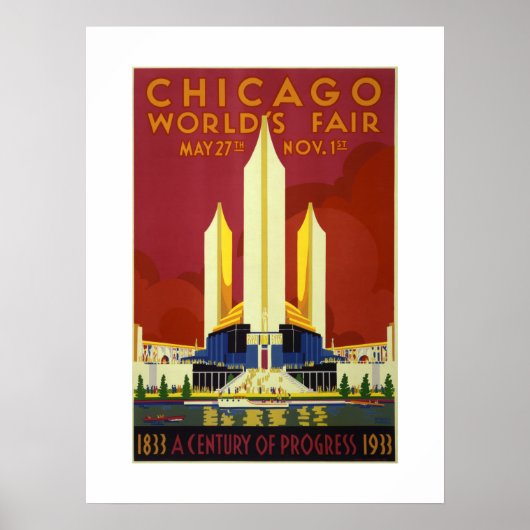 Chicago World's Fair Century of Progress 1833-1933 Poster (Vorne)