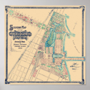 Chicago World's Fair - Columbian Exposition Map - Poster