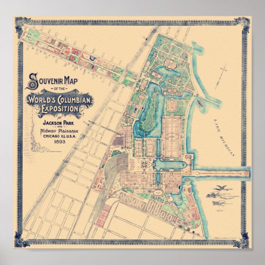 Chicago World's Fair - Columbian Exposition Map - Poster (Vorne)