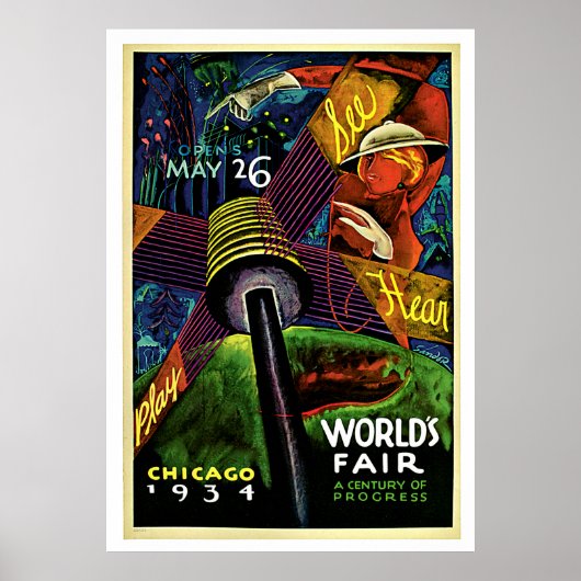 Chicago World's Fair Vintag 1934 Poster (Vorne)