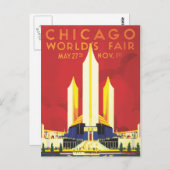 Chicago Worlds Fair Vintage Poster Postkarte (Vorne/Hinten)