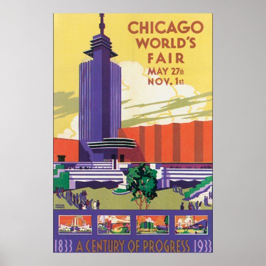 Chicago World's Fair Vintage Travel Poster (Vorne)