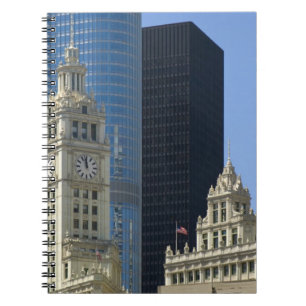 Chicago, Wrigley Gebäude mit Trump Hotel & Notizblock