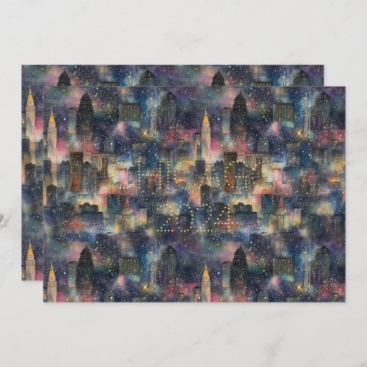 Chicago zu Weihnachten und Neujahr: Wasserfarben (Vorne/Hinten)