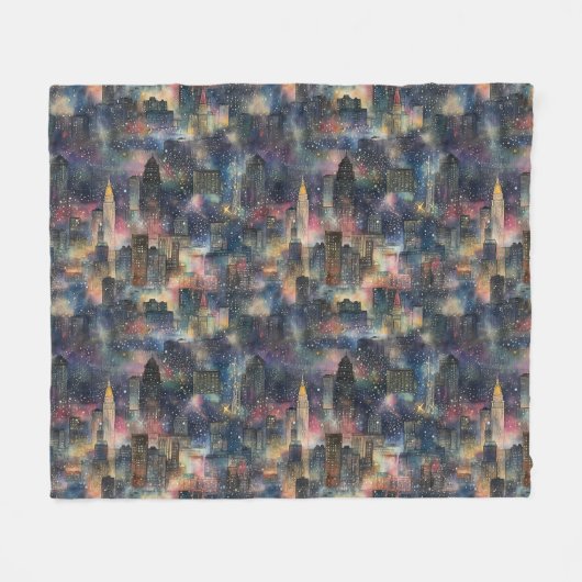 Chicago zu Weihnachten und Neujahr: Wasserfarben Fleecedecke (Vorderseite (Horizontal))