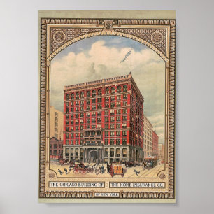 Chicago, Zuhause Insurance Gebäude, Vintag Poster
