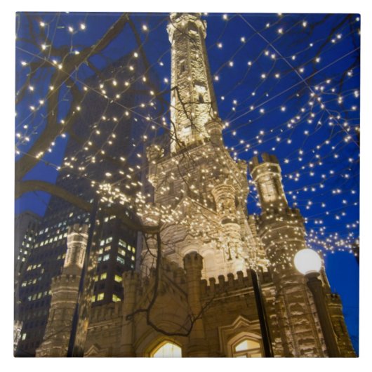 Chicago zur Weihnachtszeit Fliese (Vorderseite)