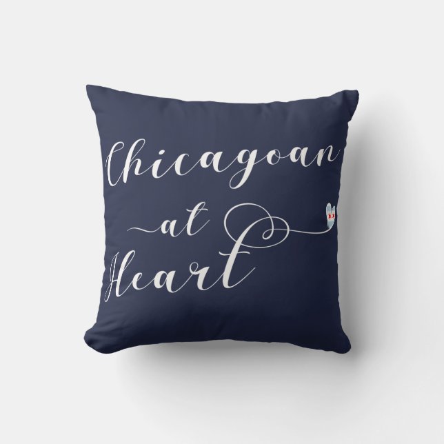 Chicagoan bei Heart Throw Cushion, Chicago Kissen (Vorderseite)