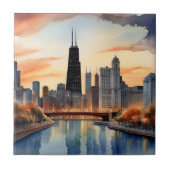 Chicagoer Aquarellkunst Fliese (Vorderseite)