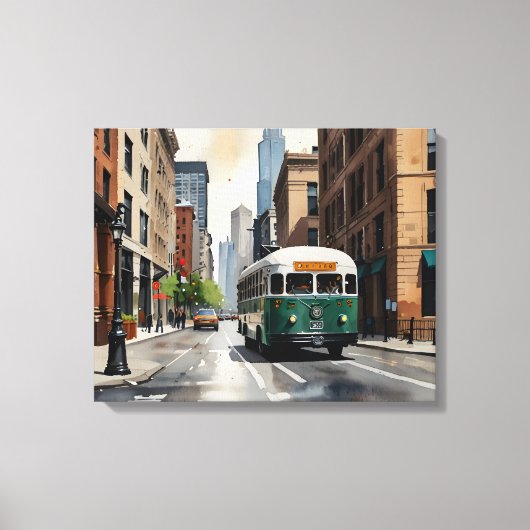 Chicagoer Aquarellkunst Leinwanddruck (Vorderseite)