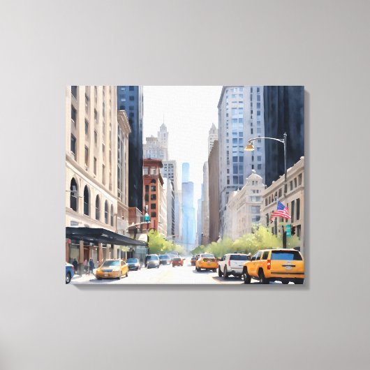 Chicagoer Aquarellkunst Leinwanddruck (Vorderseite)