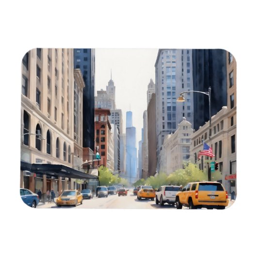 Chicagoer Aquarellkunst Magnet (Horizontal)