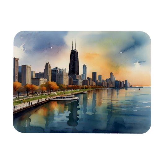 Chicagoer Aquarellkunst Magnet (Horizontal)