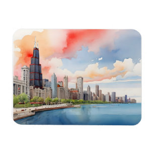 Chicagoer Aquarellkunst Magnet