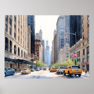 Chicagoer Aquarellkunst Poster