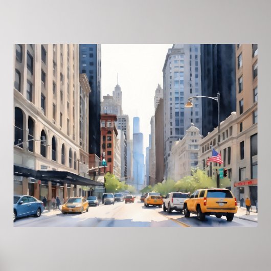 Chicagoer Aquarellkunst Poster (Vorne)