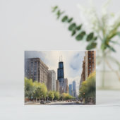 Chicagoer Aquarellkunst Postkarte (Stehend Vorderseite)