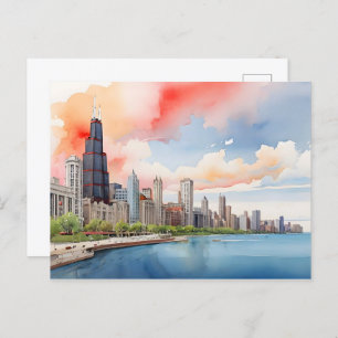 Chicagoer Aquarellkunst Postkarte