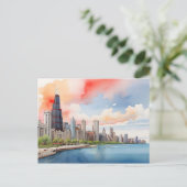 Chicagoer Aquarellkunst Postkarte (Stehend Vorderseite)