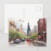 Chicagoer Aquarellkunst Postkarte (Vorne/Hinten)
