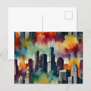 Chicagoer Aquarellkunst Postkarte