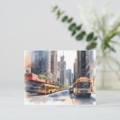 Chicagoer Aquarellkunst Postkarte (Stehend Vorderseite)
