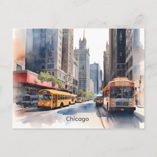 Chicagoer Aquarellkunst Postkarte (Vorderseite)