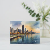 Chicagoer Aquarellkunst Postkarte (Stehend Vorderseite)
