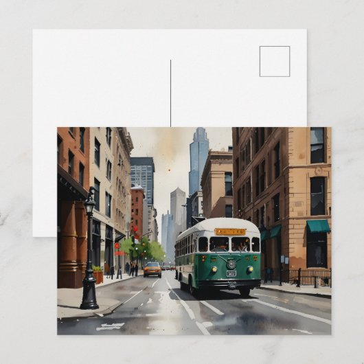 Chicagoer Aquarellkunst Postkarte (Vorne/Hinten)