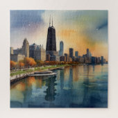 Chicagoer Aquarellkunst Puzzle (Vertikal)