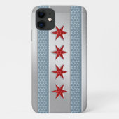 Chicagoer Fahne, gebürstetes Metall Case-Mate iPhone Hülle (Rückseite)
