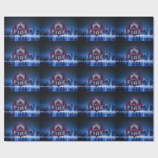 Chicagoer Feuer mit Skyline Geschenkpapier (Flach)