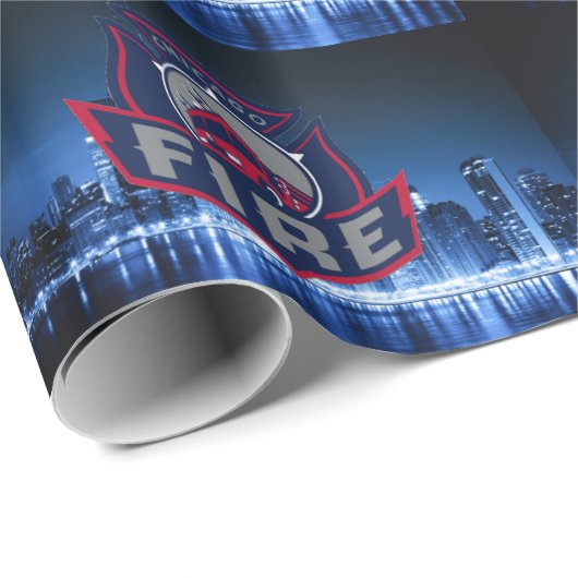 Chicagoer Feuer mit Skyline Geschenkpapier (Rolleneckpunkt)