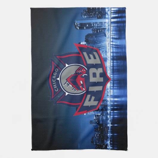 Chicagoer Feuer mit Skyline Handtuch (Vertikal)