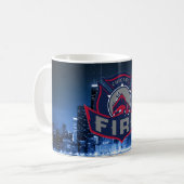 Chicagoer Feuer mit Skyline Kaffeetasse (Vorderseite Links)