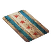 Chicagoer Flagge auf Old Wood Gran Magnet (Rechte Seite)
