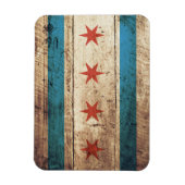 Chicagoer Flagge auf Old Wood Gran Magnet (Vertikal)