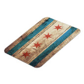 Chicagoer Flagge auf Old Wood Gran Magnet (Linke Seite)