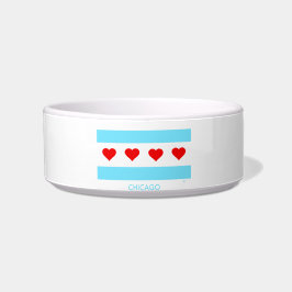 Chicagoer Flagge mit Hearts Pet Bowl Napf