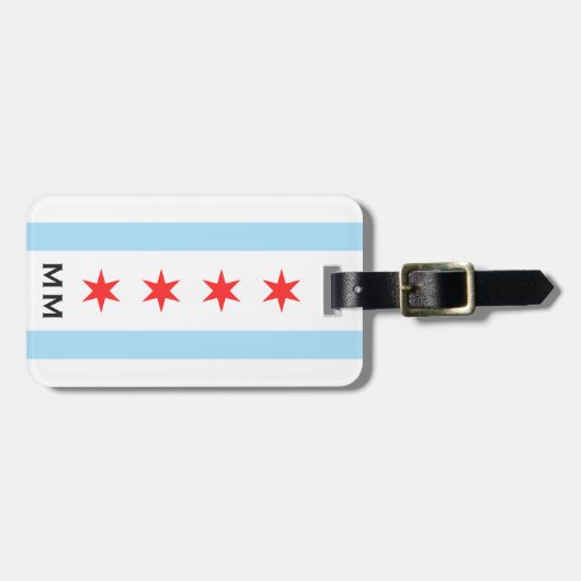 Chicagoer Flagge und Monogramm Gepäckanhänger (Vorderseite horizontal)