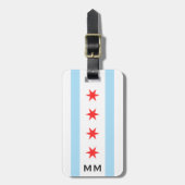 Chicagoer Flagge und Monogramm Gepäckanhänger (Vorderseite vertikal)